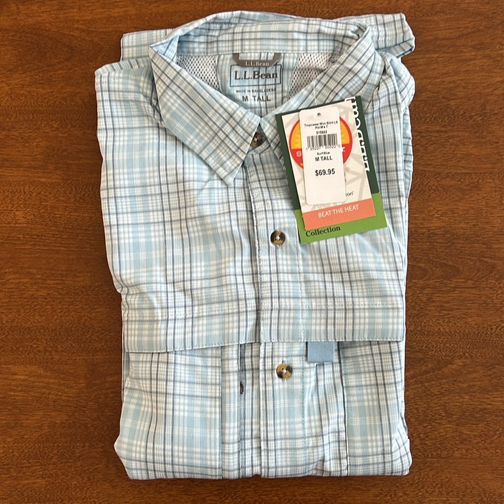 L.L. Bean Tropicwear Long Sleeve Shirt, size Medium Tall - Picture 5 of 8
